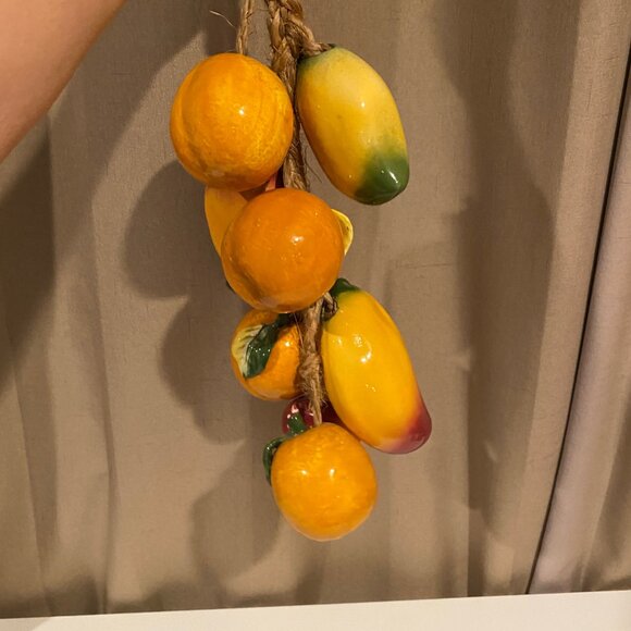 Vintage Ceramic Fruit Rope Wall Decor Oranges Mangos Kitchen 8pcs - Picture 5 of 5